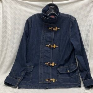 Chaps Dark Blue Utility Jacket with Gold Toggles